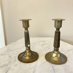 Vintage Brass Candlesticks Taper Candle Holders 6.5” Classic Set Of 2